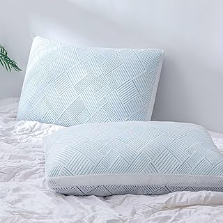 Sylvaris Shredded Memory Foam Cooling Soft Bamboo Viscose Pillows Queen Size Set of 2, Adjustable Hypoallergenic Hotel Quality Pillows for Back, Stomach and Side Sleeper, Oeko-TEX Certified