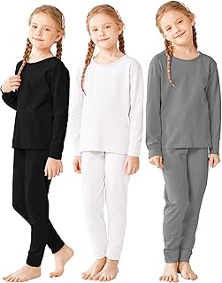 Toddler Girls' Cotton Thermal Underwear Set Girls’ Top and Long Johns Winter Warm Base Layer Top & Bottom