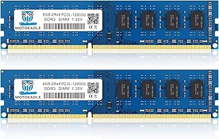 موتوايجل 16GB (2X8GB) PC3L-12800U DDR3L-1600 UDIMM RAM 2Rx8 DIMM DDR3 8GB 1600MHz PC3 12800 SDRAM 240 دبوس 1.35V CL11 مجموعة ذاكرة كمبيوتر مكتبي غير ECC