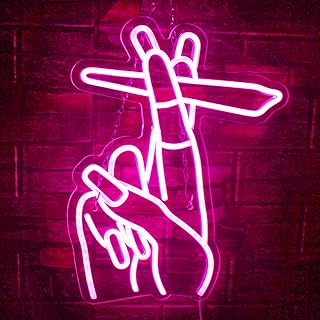 WLHOPE Hand Neon Signs Pink Led Neon Signs for Wall Decor, Gesture Neon Signs USB Hand Neon Light Signs Bar Light Up Signs for Bedroom Living Room Office Restaurant Home Bar Party Game Room