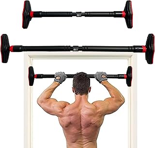 MuscleForge® Doorway Pull Up Bar Adjustable 73-105 cm no screws, Innovative Lock-Up function, for Pull-Ups, Knee Raises, Calisthenics, Pullup Bar for Home Gym