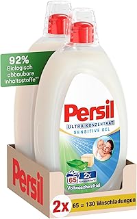 Persil Ultra Concentrate Sensitive Gel Detergent (2 x 65 Washes), Highly Concentrated Universal Detergent