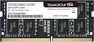 وحدة Ram DDR4 اليت تيم جروب 8 جيجا (PC4-21300) 2666 ميجا هرتز CL19-260 1.2 فولت، ذاكرة سوديم 260، بدون خاصية تصحيح الخطأ، لترقية الكمبيوتر والنوت بوك واللابتوب TED48G2666C19-S01 - (1×8جيجا) واحدة