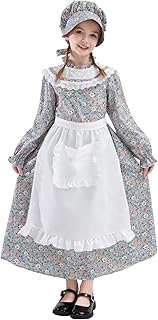 NSPSTT Prairie Dresses for Girls Pioneer Costumes for Girls Amish Dress Floral Dress