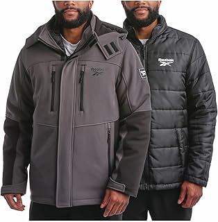 Reebok Men's Winter Coat –Softshell Jacket with Removable Puffer Coat – System Ski Jacket for Men (M-XXL)