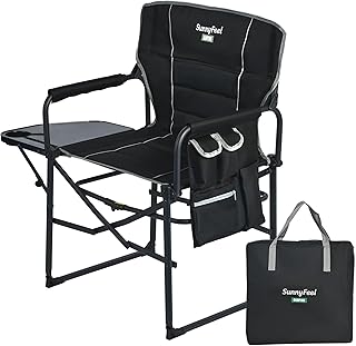 SUNNYFEEL Oversized Camping Directors Chair 2 Pack, Portable Folding Lawn Chairs for Adults Heavy Duty with Side Table,Pocket for Beach, Fishing,Picnic,Concert Outdoor, Foldable Camp Chairs