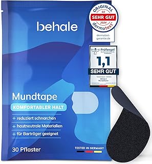 Behale - 90 x Mouth Plasters Against Snoring - Mouth Tape for Sleeping I Anti Snore Support I Snoring Stopper with Strength on for Beard Wearers I Sleep Mouth Plasters