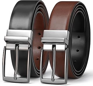 VONMELLI Mens Belt Leather Reversible Belt for Men 1 3/8" Men's Belt for Dress Pants 2 Styles in One Belt