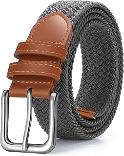 VONMELLI Mens Belt Elastic Belts for Men Stretch Braided Fabric Belt Casual Black Belt Woven Golf Belt for Jeans