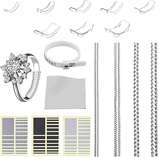 71 قطعة من اداة ضبط مقاس الخاتم للخواتم السائبة من جيه اس يو او اي، 8 احجام غير مرئية، اداة قياس الخواتم الحلزونية لتضييق الخواتم وملصقات فواصل المجوهرات