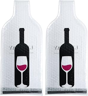 sourcing map 2Pcs Wine Bottle Travel Protector Bags with Bottle Motif for Transport(White), White