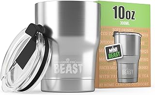 Beast Tumbler - 300 ml (10 oz), Steel | Reusable Stainless Steel, Vacuum Insulated Cup | Double Wall Travel Flask Perfect for Hot or Iced Coffee | BPA Free