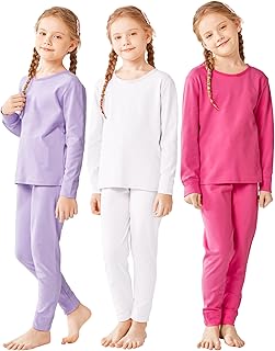 Toddler Girls' Cotton Thermal Underwear Set Girls’ Top and Long Johns Winter Warm Base Layer Top & Bottom