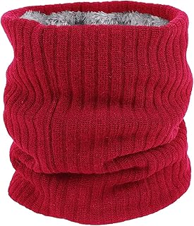 ehsbuy Fleece Neck Warmer Thermal Snoods Unisex Thick Winter Cold Weather Knitted Circle Scarf for Cycling Motocycle Sports