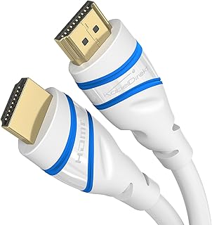 كيبل بمنفذ HDMI 2.1 بدقة 8 كيه فائق السرعة مرخص رسميا ومصمم في ألمانيا (HDMI 2.1 معتمد 8 كيه عند 60 هرتز مع HDMI اي ايه ار سي مثالي لبلاي ستيشن 5 واكس بوكس وسويتش من كيبل دايركت بلون أبيض وطول 3 متر