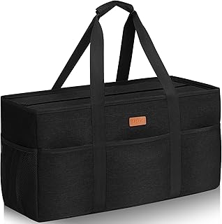 LHZK Standing Extra Large Utility Tote Bag with Metal Wire Frame and the Sides Rinforced, Foldable Grocery Tote Bag Beach Bag