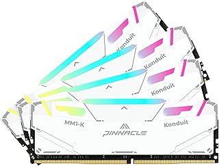 ذاكرة بيناكل كاندوي ار جي بي 128 جيجا (4x32 جيجا) من تايم تيك، DDR4 3200 ميجا هرتز منفذ PC4-25600 تباطؤ CL16-18-18-38 اكس ام بي 2.0 كسر سرعة المعالج 1.35 فولت، لكمبيوتر العاب ايه ام دي وانتل -ابيض