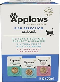 Applaws Premium Natural Wet Cat Food, Fish Selection in Broth, 70 g Portion Bag (12 x 70 g)