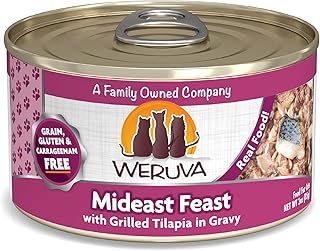 Weruva Classic Cat Food, Mideast Feast with Grilled Tilapia in Gravy, 3oz Can (Pack of 24)