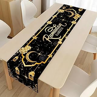 Ramadan Decorative Tablecloth, Umrah Mubarak Decorative Table Runner, Table Decorations, Ramadan Decoration Tablecloth for Muslim Islamic Iftar Party Tablecloth Eid Mubarak Decoration