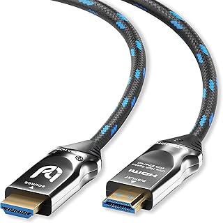 كيبل HDMI الترا اتش دي تي في 8 كيه - كيبل HDMI 2.1 عالي السرعة بطول 25 متر (48 جيجابايت في الثانية) لـ 8K@60Hz و4K@120Hz - شريحة مدمجة - حماية من التشابك - حافظة نايلون