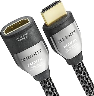 زيسكيت كيبل وصلة HDMI عالي السرعة 4K بطول 1.5 قدم ذكر الى انثى 22.28 جيجابايت في الثانية متوافق مع 4K 60Hz دولبي فيجن HDR ARC HDCP 2.2 روكو فاير تي في ستيك Xbox PS4 برو ابل تي في LG سوني سامسونج