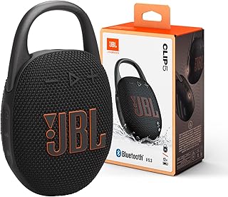 JBL مكبر صوت بلوتوث كليب 5 محمول للغاية مقاوم للماء والغبار احترافي كبير مع جهوري مثقوب حلقة تثبيت مدمجة حتى 12 ساعة من اللعب مصنوع جزئيا مواد معاد تدويرها اسود