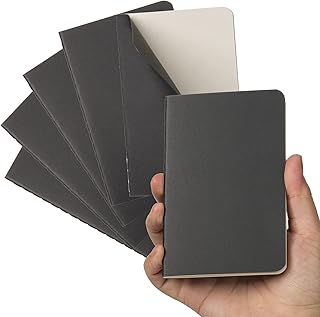 TWONE Pocket Notebook, 6 Pack Softcover Mini Notebooks 3.5 x 5.5 Black Notebook Small Memo Notepad for Men Women Kids Traveler Author, 30 Sheets,60 Blank Pages، من تي دبليو وان، 240 الصفحات