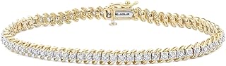 1.00 Carat Total Weight (CTTW) Diamond Tennis Bracelet Available in 10K White & Yellow Gold For Women