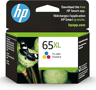 HP خرطوشة حبر اصلية 65XL ثلاثية الالوان عالية الانتاجية | تعمل مع سلسلة AMP 100، ديسك جيت 2600، سلسلة 3700، سلسلة انفي 5000 | مؤهلة للحبر الفوري | N9K03AN