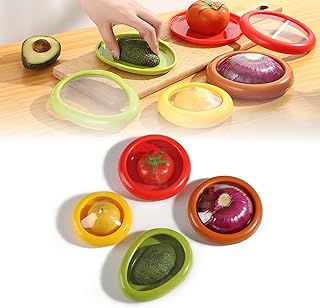 Silicone Fruit Storage Box,4 Pcs Reusable Fruit Vegetable Storage Box Container with Lids for Fridge