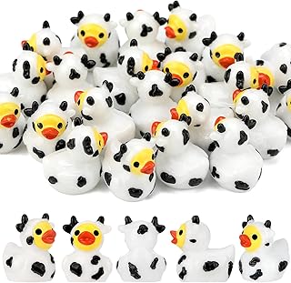 GGSTDDUP 30 Pcs Cow Ducks, Mini Cow Resin Ducks Bulk, Cute Cow Print Duck, Funny Cow-Printed Resin Duck Figurines for Birthday Party Favors Micro Landscape Decorations