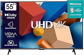 هايسينس 139 سم (55 انش) سلسلة بدون حواف 4K UHD LED سمارت جوجل تي في 55A6K (رمادي) دولبي فيجن واتموس وضع HSR 120 تحكم صوتي استخدام اليدين