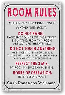 EYSL Tin Signs Vintage Room Sign For Teen Girls Bedroom Door Decor Boy Girl Rules Dorm Wall Accessories Cool Things Teens Funny Metal Gaming 12 X 8 In