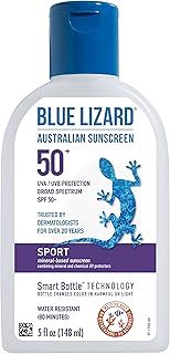 بلو ليزرد لوشن واقي من الشمس من سبورت - بعامل حماية من الشمس 50+ - 5 اونصة، لنوع البشرةحساسة، 50 SPF، 5.0 اونصة، 5.0 أونصة سائلة