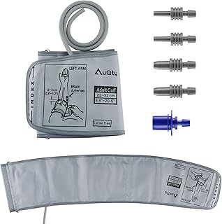 سوار ذراع عريض لجهاز ضغط الدم بمقاس XXL من اوكتي- سوار ضغط الدم الأكبر للبالغين (22-52 سم) مع 5 موصلات، سوار بديل متوافق مع أجهزة اومرون والعلامات التجارية الأخرى (يتضمن سوار بي بي فقط)