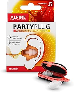 سدادات أذن موسيقى Alpine PartyPlug - سدادات أذن للحد من الضوضاء للحفلات الموسيقية والحفلات والمهرجانات - سدادات أذن للموسيقى قابلة لإعادة الاستخدام ومضادة للحساسية للحد من الضوضاء ، شفافة