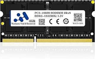 ذاكرة DDR3 RAM فردية 4GB SODIMM DDR3 1333MHz PC3-10600 204PIN CL9 15 فولت بدون مؤقتة متوافقة مع AMD وانتل لابتوب نوت بوك ترقية وحدة