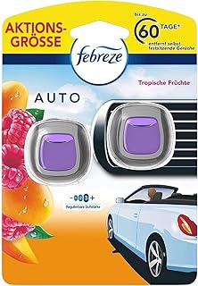 Febreze Car Air Freshener (4 ml) Tropical Fruits, Car Fragrance Against Odours (2 x 2 ml)