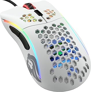 ماوس العاب جلوريوس موديل دي مينوس هوني كومب - كمبيوتر RGB خفيف الوزن - ملحقات 62 غرام - سلكي USB - ابيض غير لامع