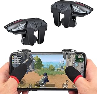 Sunsky's G21 6 Fingers Joystick Controller + Anti Sweat Gaming Finger Sleeves,Game Trigger for PUBG L1R1 L2R2 Rapid-Fire Fast Shooting Progameplays Phone Triggers Controller