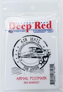 Deep Red Stamps Airmail-Deep Red Cling Stamp, Acrylic, Multicolour, 6.8x10.79x0.88 cm