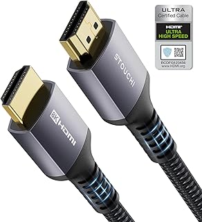 كيبل HDMI 2.1 8K بطول 6 اقدام 48Gbps، كيبل HDMI فائق السرعة من ستوتشي (معتمد) 8K60Hz 4K120Hz 144Hz eARC HDCP 2.2&2.3 SBTM HDR10+ دولبي متوافق مع PS5/PlayStation 5/Xbox Series X/ابل تي في 4K