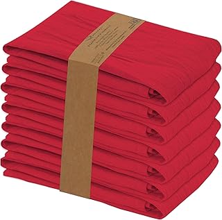 RUVANTI Flour Sack Towels 4 Pack 28"x28", Ring Spun 100% Cotton Flour Sack Dish Towels, Machine Washable, Absorbent Tea Towels - Flour Sack Kitchen Towels for Drying & Cleaning - Red