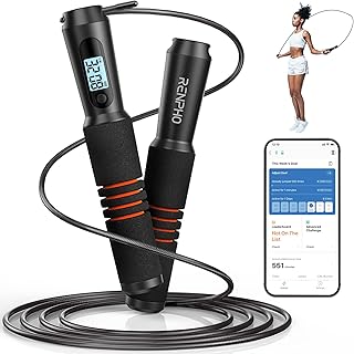 RENPHO Smart Skipping Rope with Counter, Adjustable Wireless Skipping Rope, App Analysis Data, Fitness Skipping Rope Men Women Kids, Crossfit Training Equipment