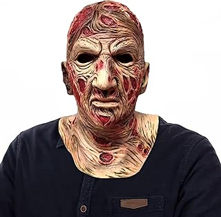 MXJFYY Freddy Krueger Mask, Latex Horror Mask, Freddy Krueger Costume Deluxe Overhead Mask, Full Head Halloween Mask, Horror Monster Cosplay