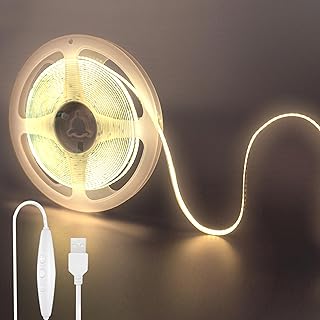 شريط اضاءة LED سي او بي بمنفذ USB 5 فولت من كليرهيل مع مفتاح قابل للتعتيم، 6.56 قدم &&& 2 متر، ابيض طبيعي 4000 كلفن، 320 مصباح M، عرض 8 ملم، غير مقاوم للماء IP20، كيبل 1.5 للديكور