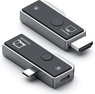 جهاز ارسال واستقبال HDMI لاسلكي، يدعم USB 3.1 نوع C للموبايل/التابلت/اللابتوب، التوصيل والتشغيل، جهاز ارسال واستقبال لاسلكي من النوع سي، يستخدم لنقل الفيديو/الصوت الى تلفزيون HD/ جهاز العرض (فضي)