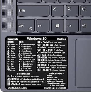 سيرنر لوجيك ملصق اختصار كيبورد مرجعي للكمبيوتر ويندوز | فينيل، ملصق اختصار لاصق لا يترك بقايا لاي كمبيوتر محمول او كمبيوتر مكتبي | ورقة احتيال اختصارات ويندوز (اسود/ كبير، 5 قطع)