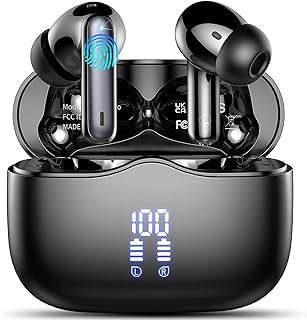 Wireless Earbuds, Bluetooth 5.3 Headphones in Ear with 4 ENC Noise Cancelling Mic, HiFi Stereo Deep Bass Wireless Earphones 40H Playtime, in-Ear Earbud Bluetooth Dual LED Display IP7 Waterproof, USB-C